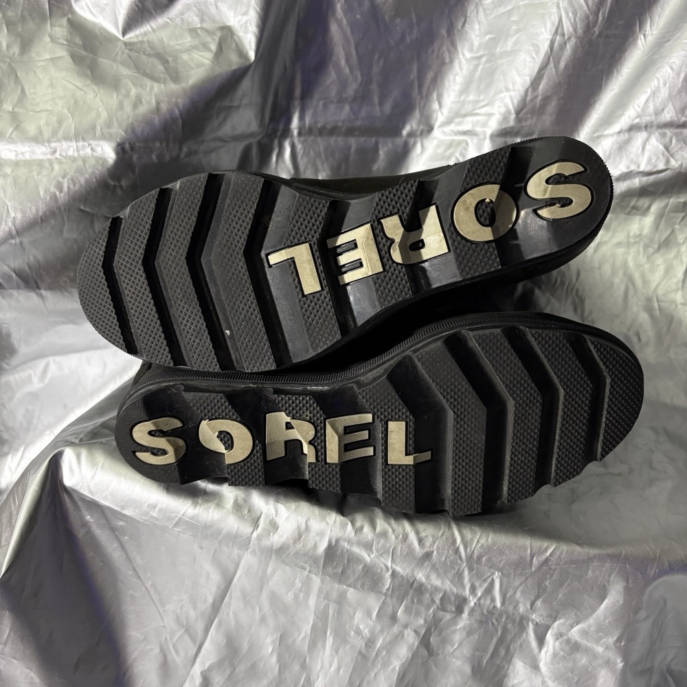 Sorel Joan Of Arctic Wedge II Black Leather Lace Up Boot Women's Size 10 - Picture 7 of 9